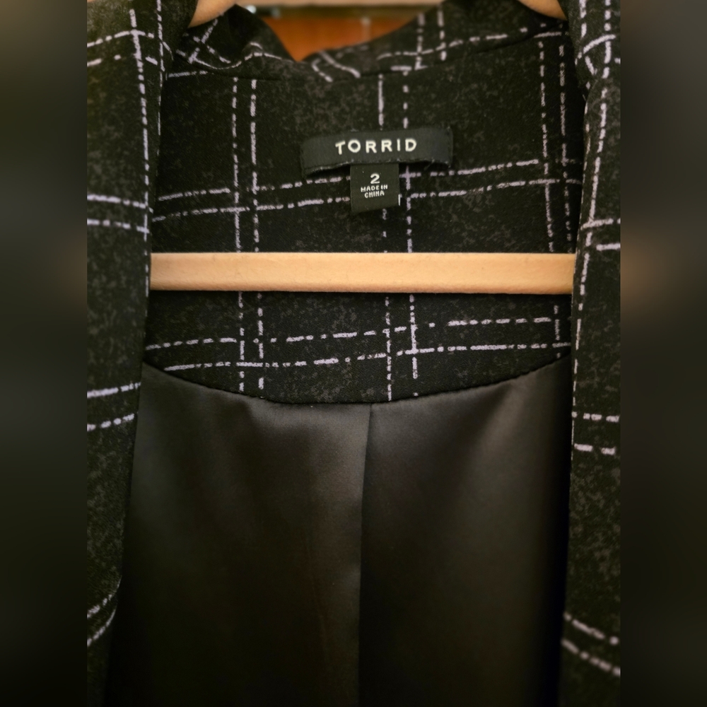 Torrid Purple, Black and White Checkered Blazer